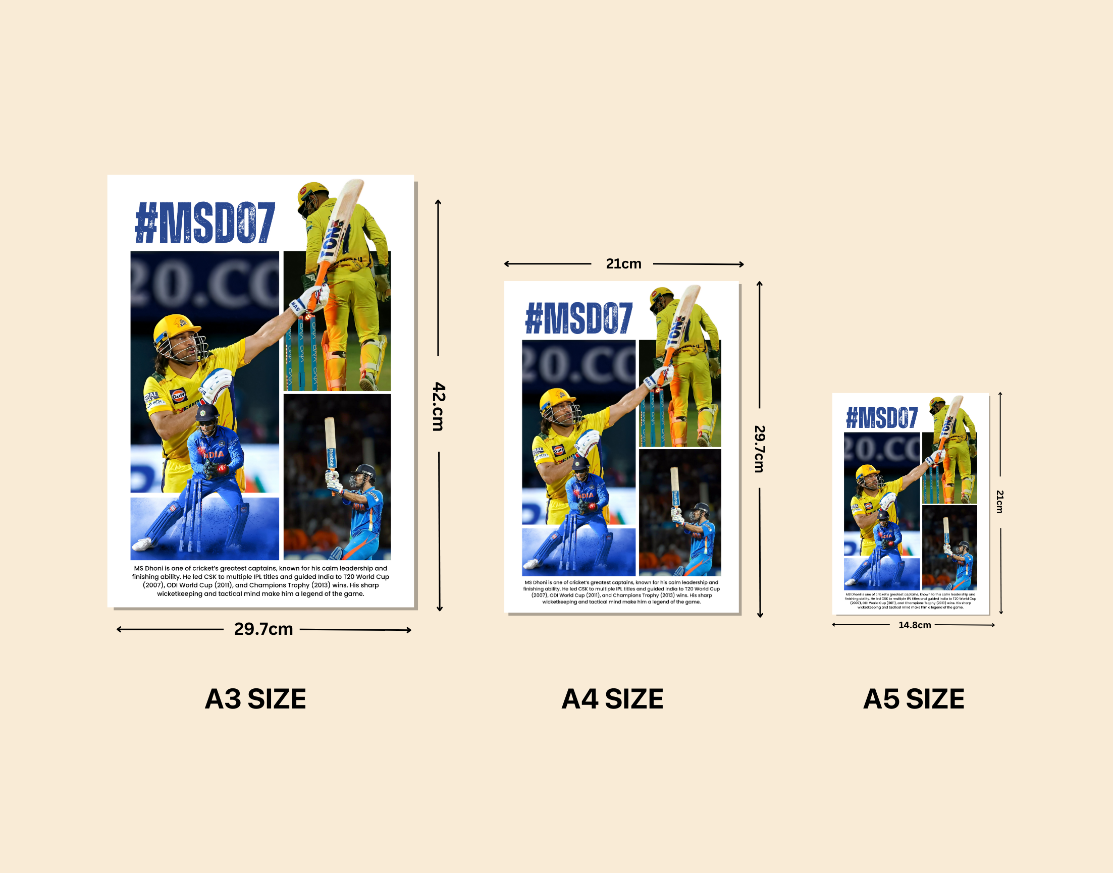 "CAPTAIN COOL: MS Dhoni #7"- Shiny & Sturdy Metallic Poster  Art That Pops & Sticks