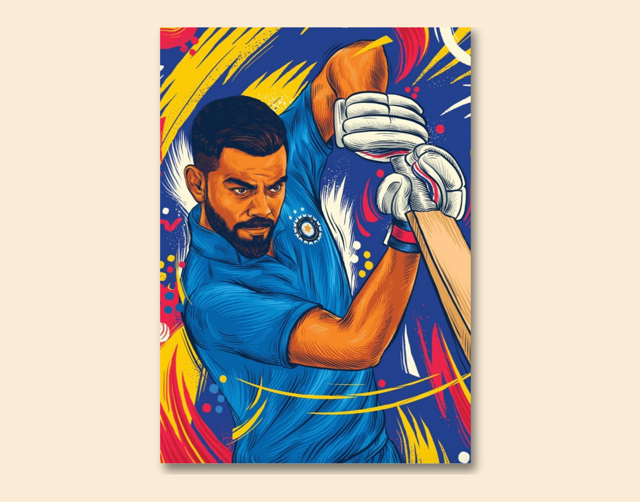 "Captain Fearless: Viratt Kholi #18"- Shiny & Sturdy Metallic Poster  Art That Pops & Sticks