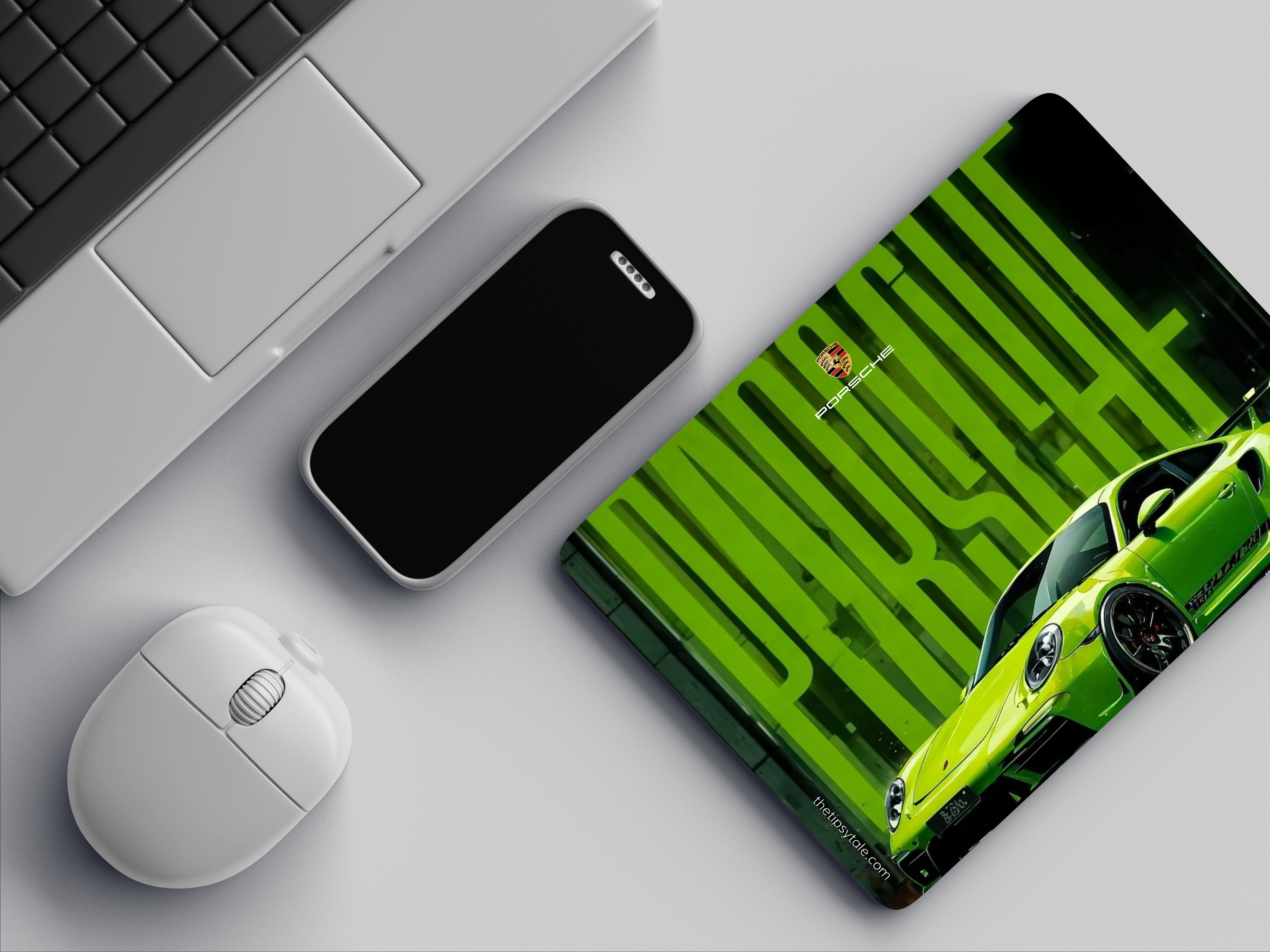 "GREEN PORSCHE 911" Mousepad Enhance Your Workspace with Style