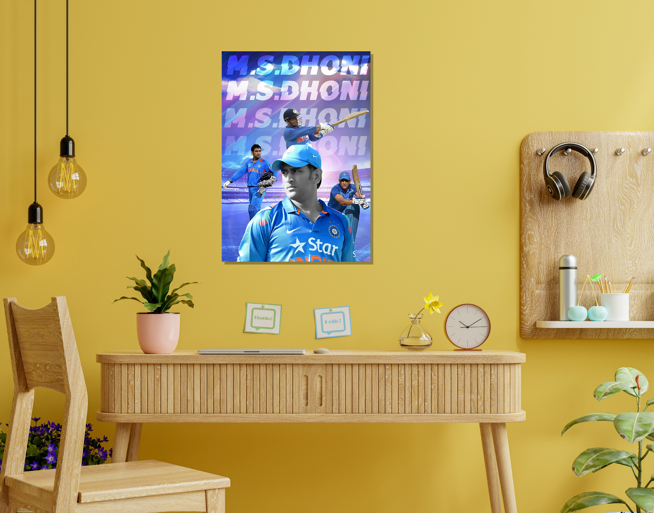 "MSD: THE CAPTAIN COOL"- Shiny & Sturdy Metallic Poster  Art That Pops & Sticks