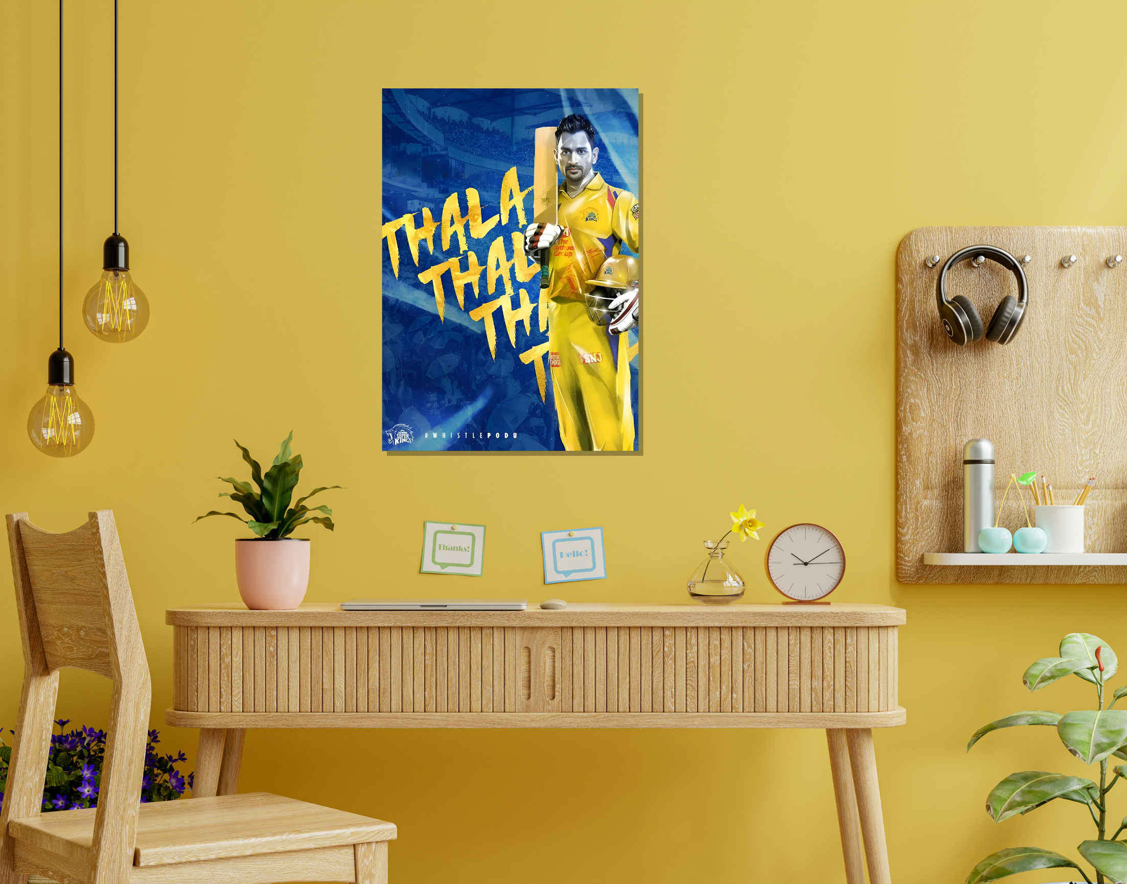 "MS Dhoni = CSK’s Soul"- Shiny & Sturdy Metallic Poster  Art That Pops & Sticks