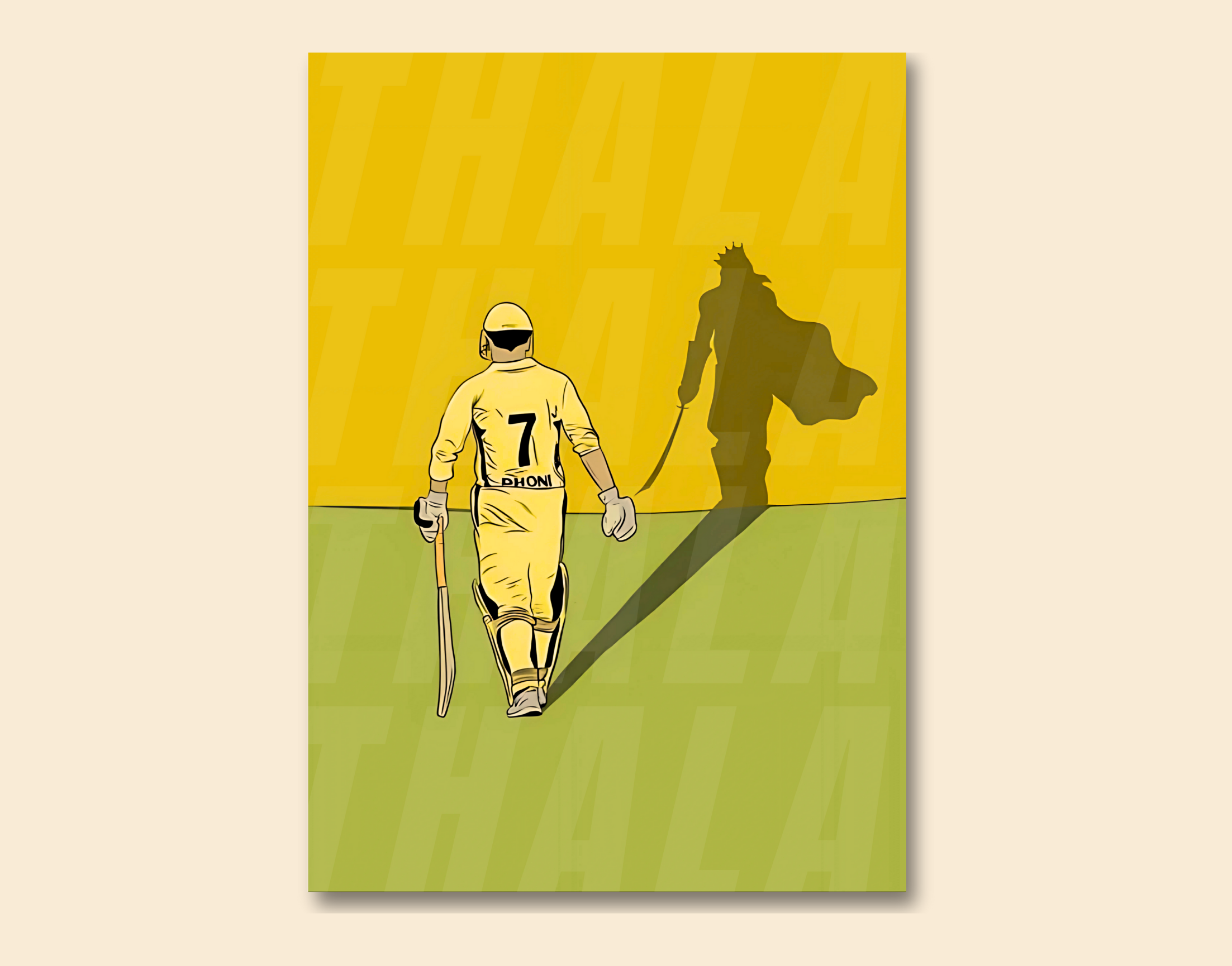 "THALA: THE YELLOW WARRIOR"- Shiny & Sturdy Metallic Poster  Art That Pops & Sticks