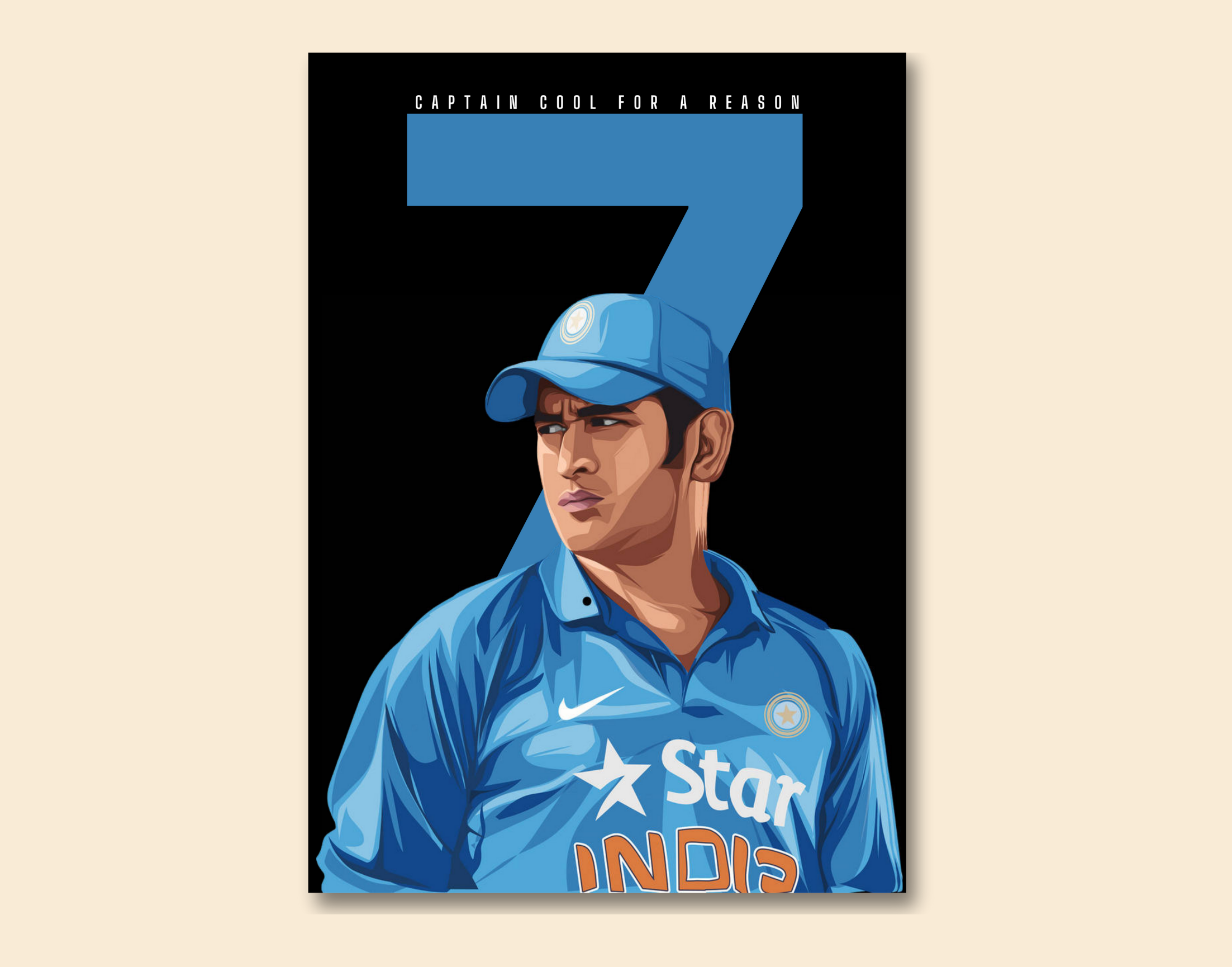 "CAPTAIN COOL :  MS. DHONI"- Shiny & Sturdy Metallic Poster  Art That Pops & Sticks