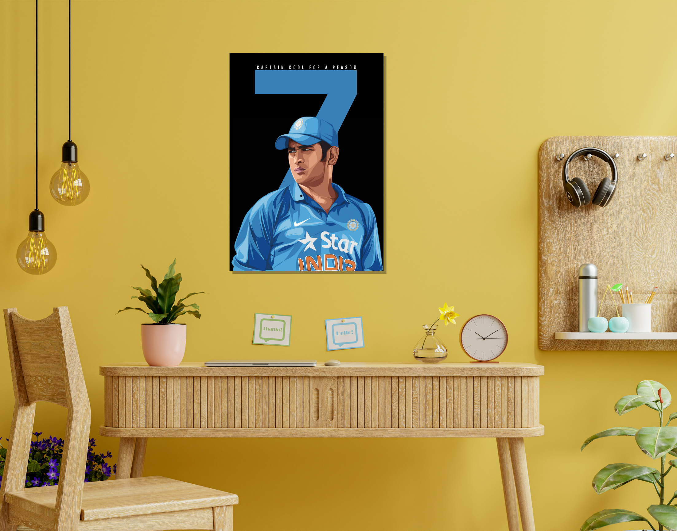 "CAPTAIN COOL :  MS. DHONI"- Shiny & Sturdy Metallic Poster  Art That Pops & Sticks