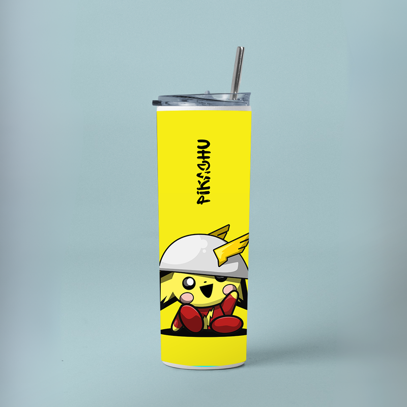 "PIKACHU CUTE CARTOON" Tumbler with Metal Straw