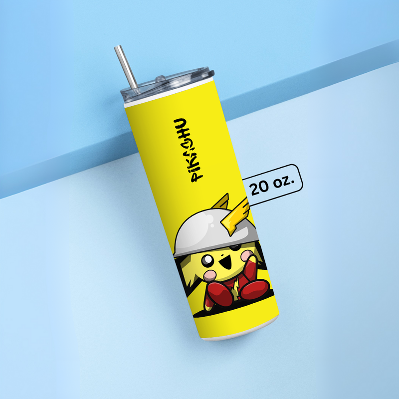 "PIKACHU CUTE CARTOON" Tumbler with Metal Straw