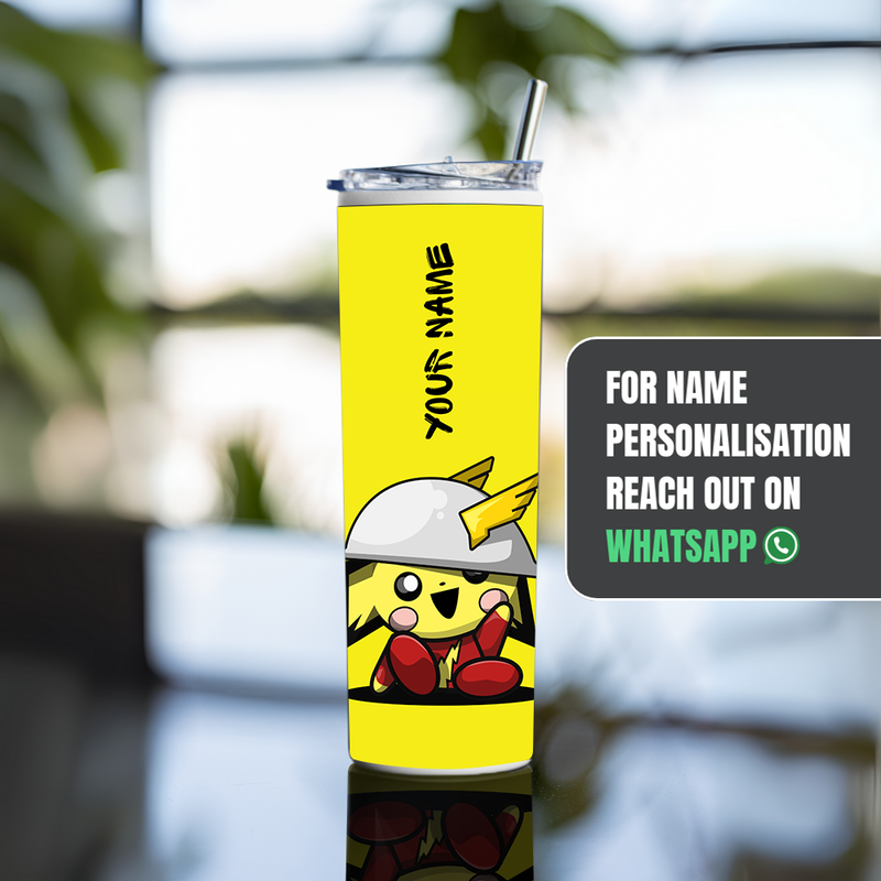 "PIKACHU CUTE CARTOON" Tumbler with Metal Straw