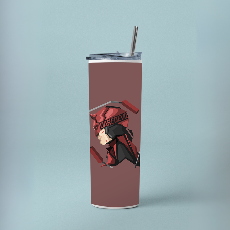 "DARE DEVIL - BLIND AVENGER" Tumbler with Metal Straw