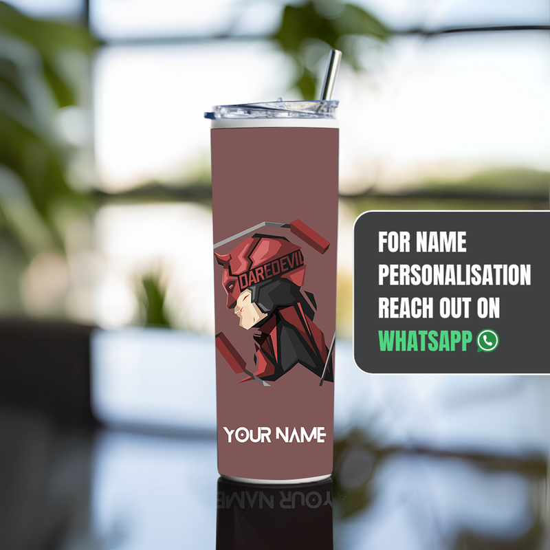 "DARE DEVIL - BLIND AVENGER" Tumbler with Metal Straw