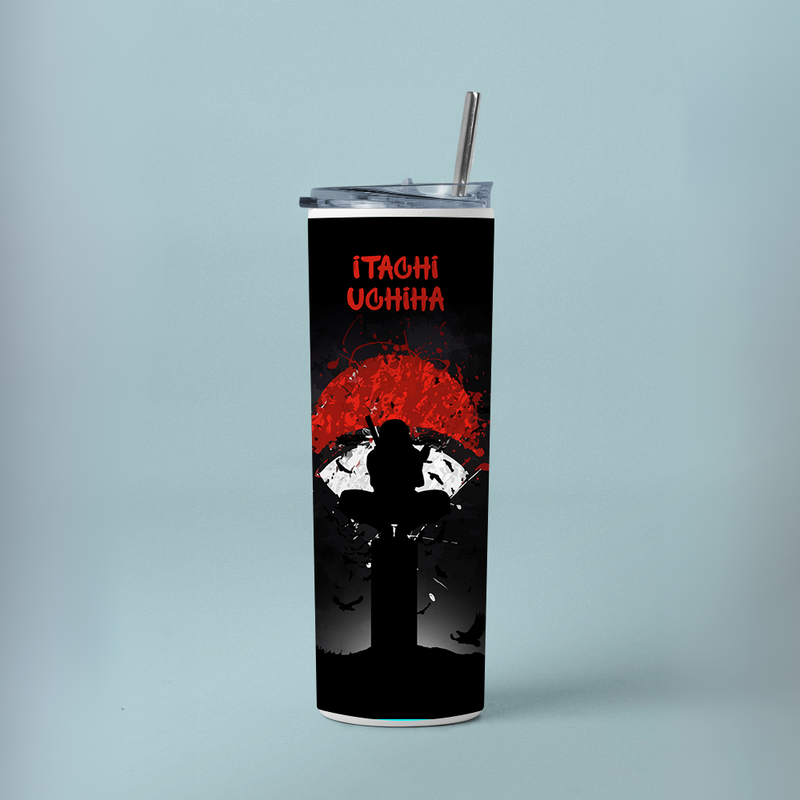 "ITACHI UCHIHA WITH SIGIL" Tumbler with Metal Straw