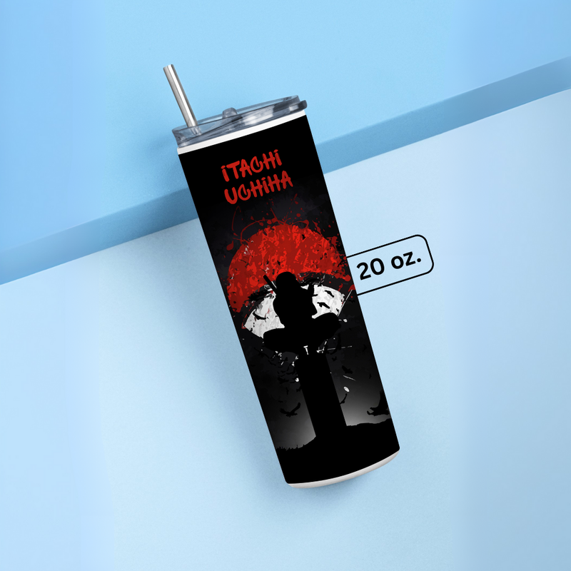 "ITACHI UCHIHA WITH SIGIL" Tumbler with Metal Straw