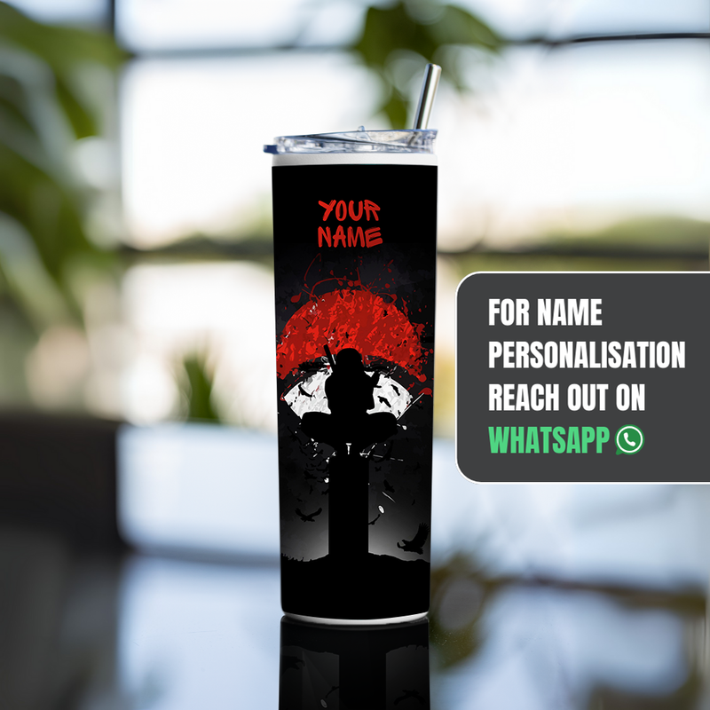 "ITACHI UCHIHA WITH SIGIL" Tumbler with Metal Straw