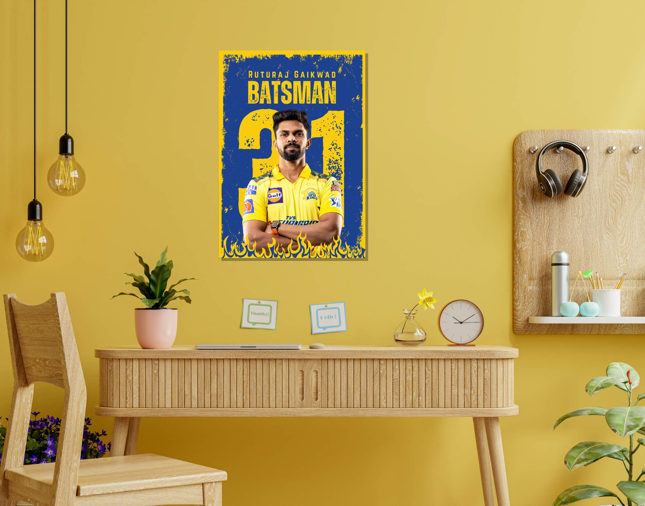 "Ruturaj Gaikwad #31 Chennai Super Kings"- Shiny & Sturdy Metallic Poster  Art That Pops & Sticks