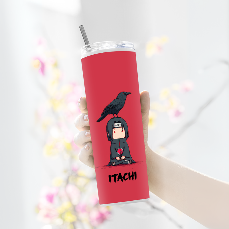 "ITACHI WITH CROW" Tumbler with Metal Straw