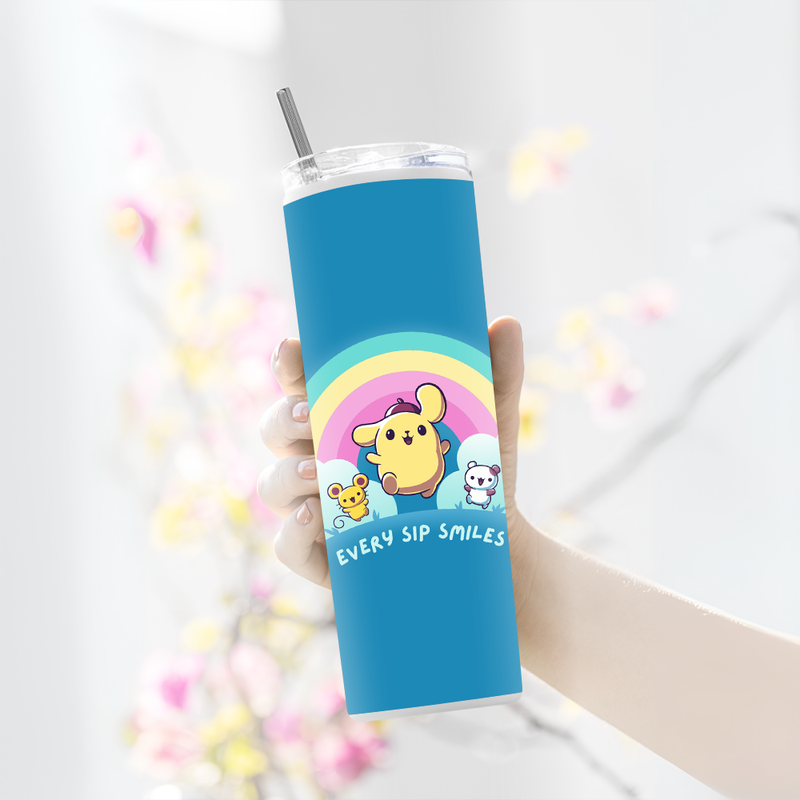 "EVERY SIP SMILES" Tumbler with Metal Straw