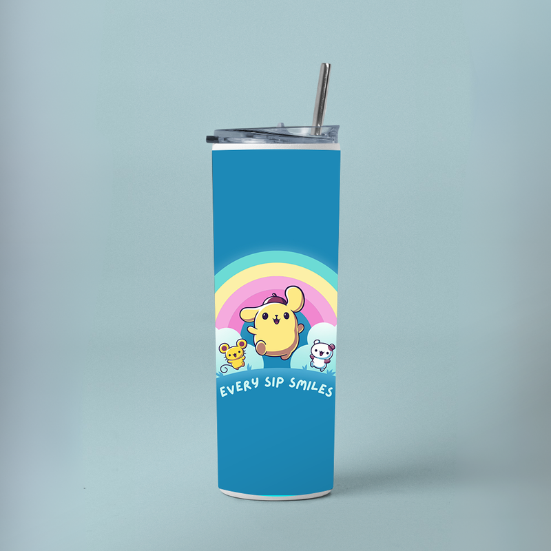 "EVERY SIP SMILES" Tumbler with Metal Straw