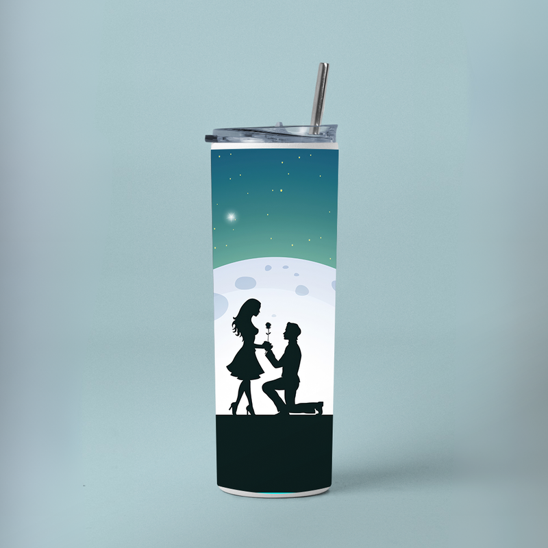"LOVE COUPLE" Tumbler with Metal Straw