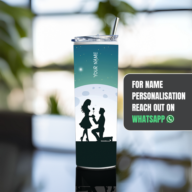 "LOVE COUPLE" Tumbler with Metal Straw