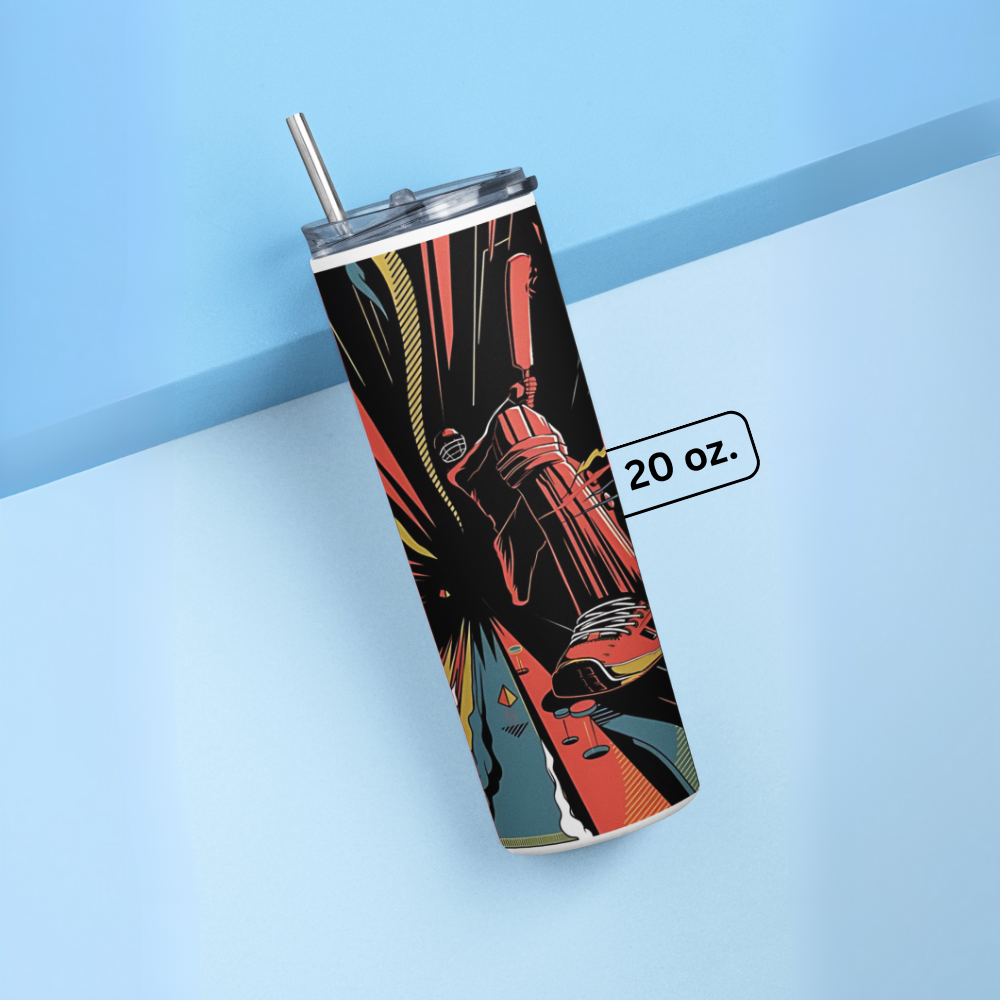 "CRICKET ON THE HIT" Tumbler with Metal Straw