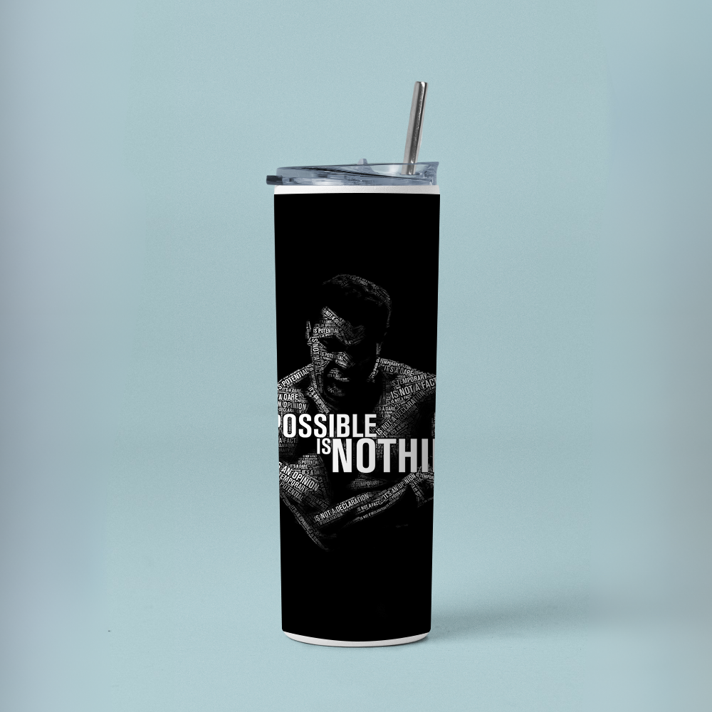 "Impossible is Nothing" Tumbler with Metal Straw
