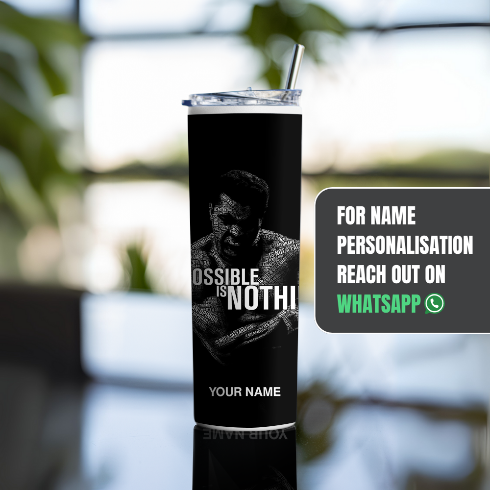 "Impossible is Nothing" Tumbler with Metal Straw