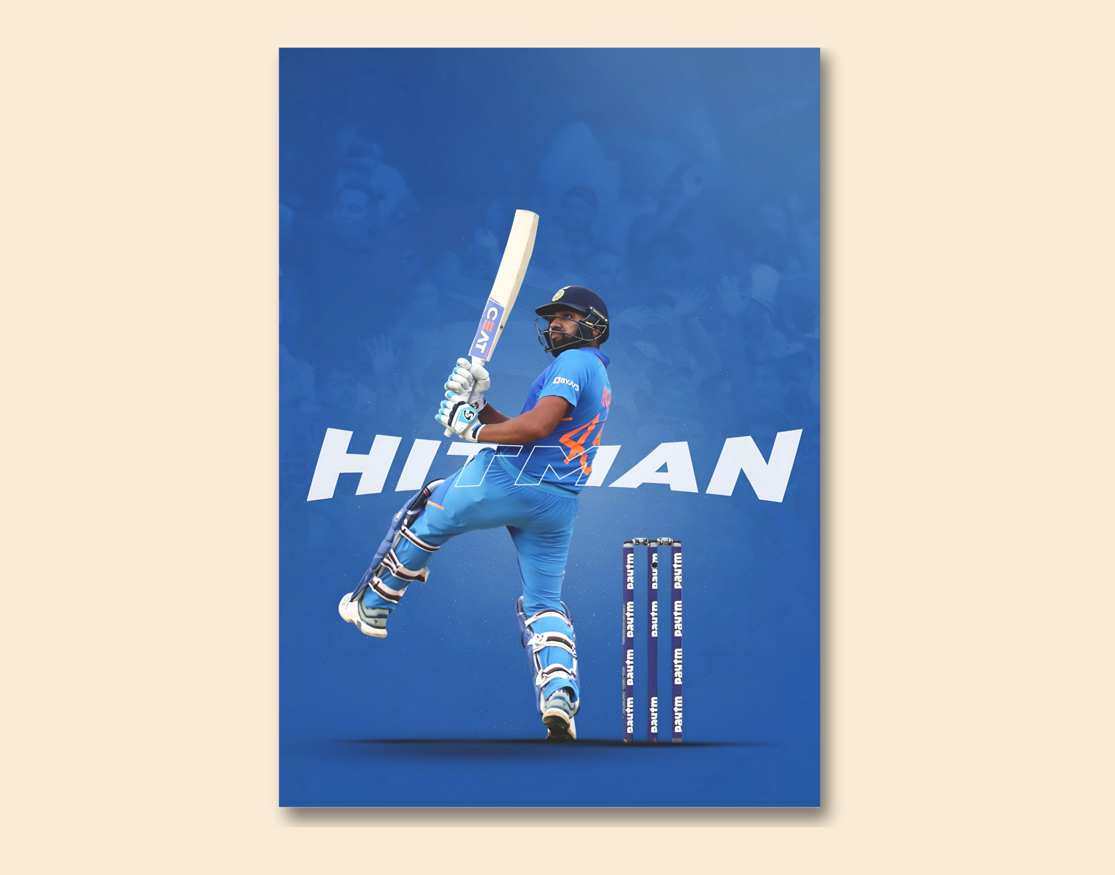 "BLEED BLUE: ROHIT SHARMA"- Shiny & Sturdy Metallic Poster  Art That Pops & Sticks