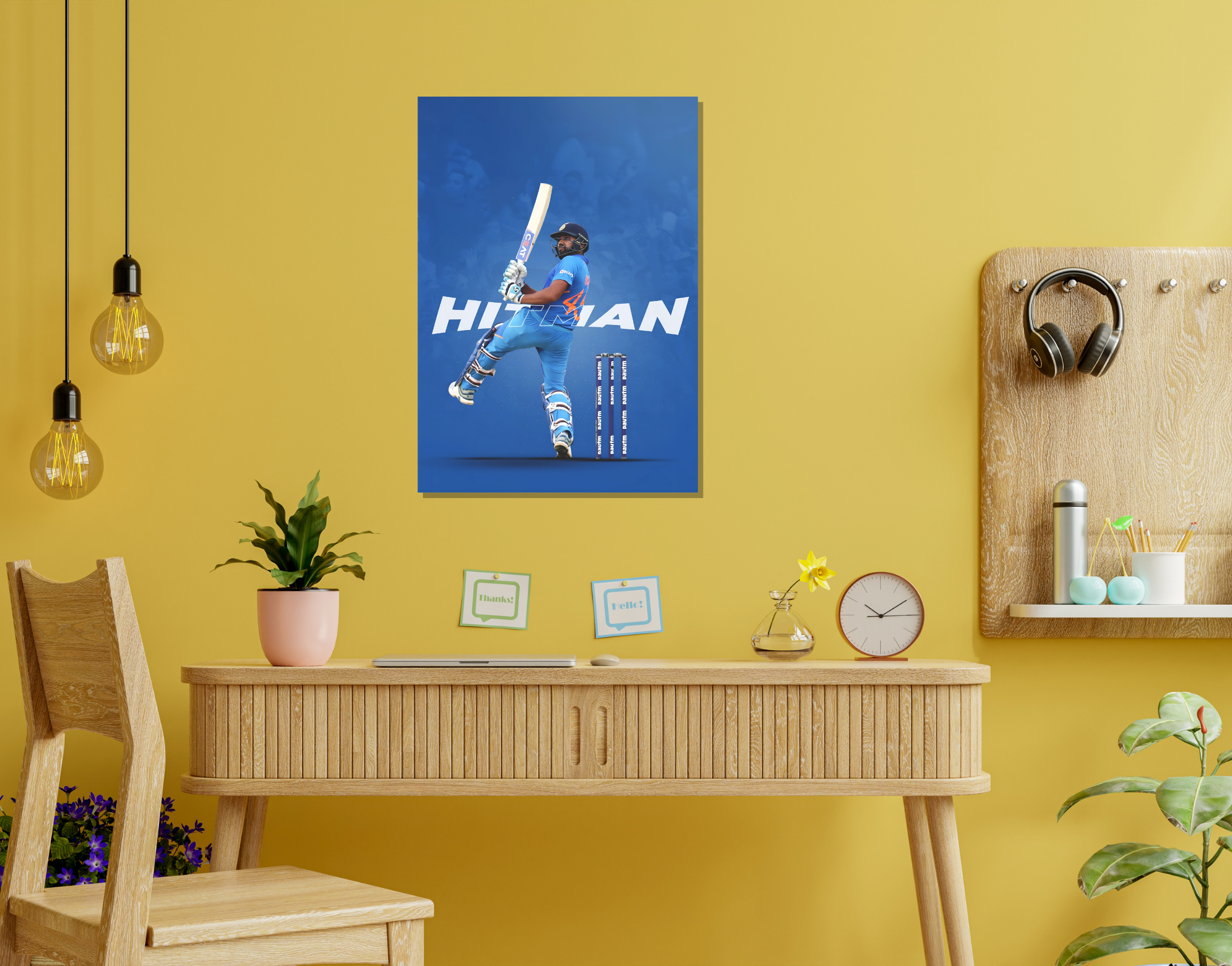 "BLEED BLUE: ROHIT SHARMA"- Shiny & Sturdy Metallic Poster  Art That Pops & Sticks