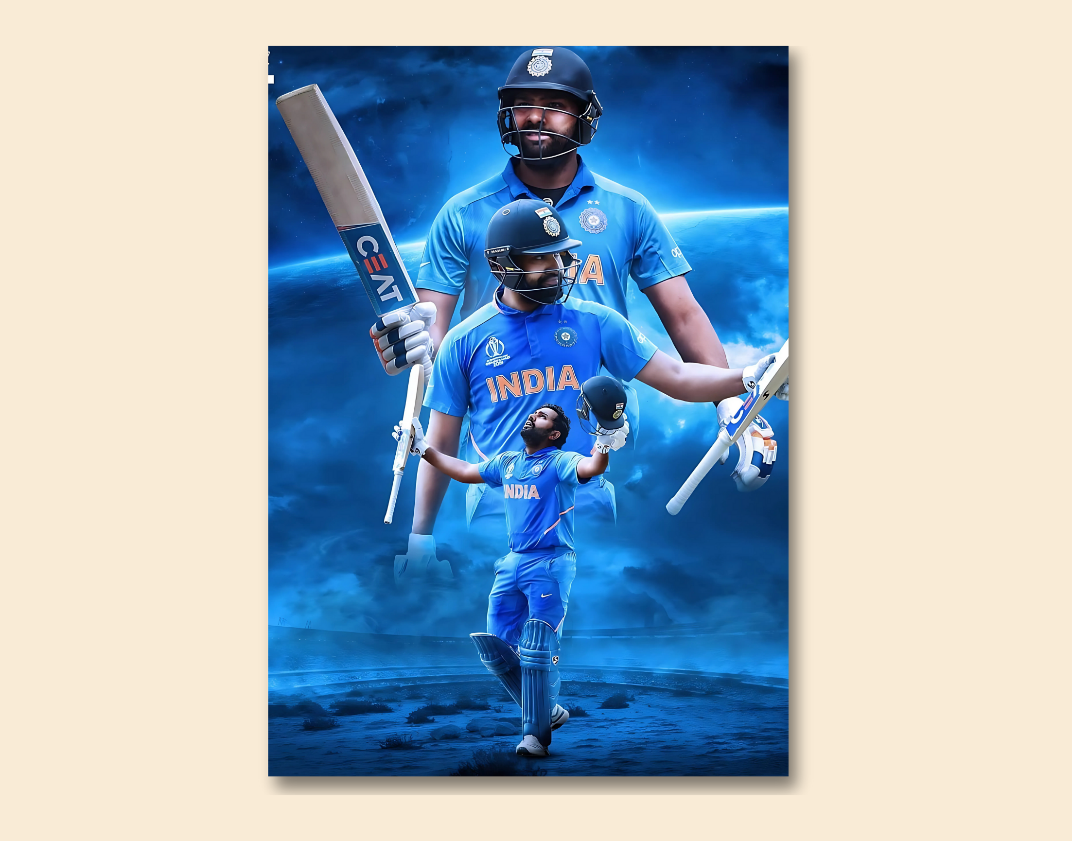"ROHIT SHARMA: INDIAN CAPTAIN"- Shiny & Sturdy Metallic Poster  Art That Pops & Sticks