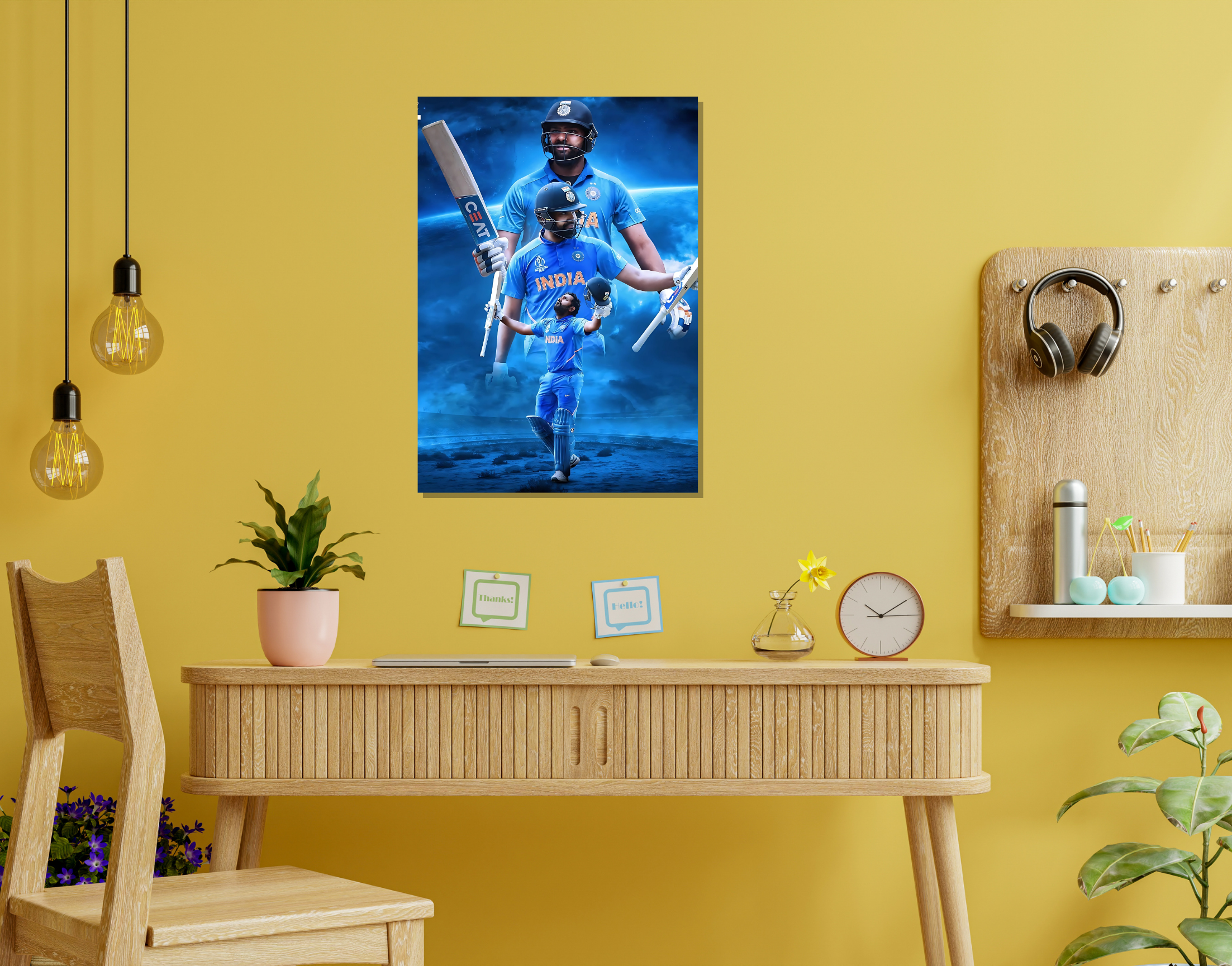 "ROHIT SHARMA: INDIAN CAPTAIN"- Shiny & Sturdy Metallic Poster  Art That Pops & Sticks