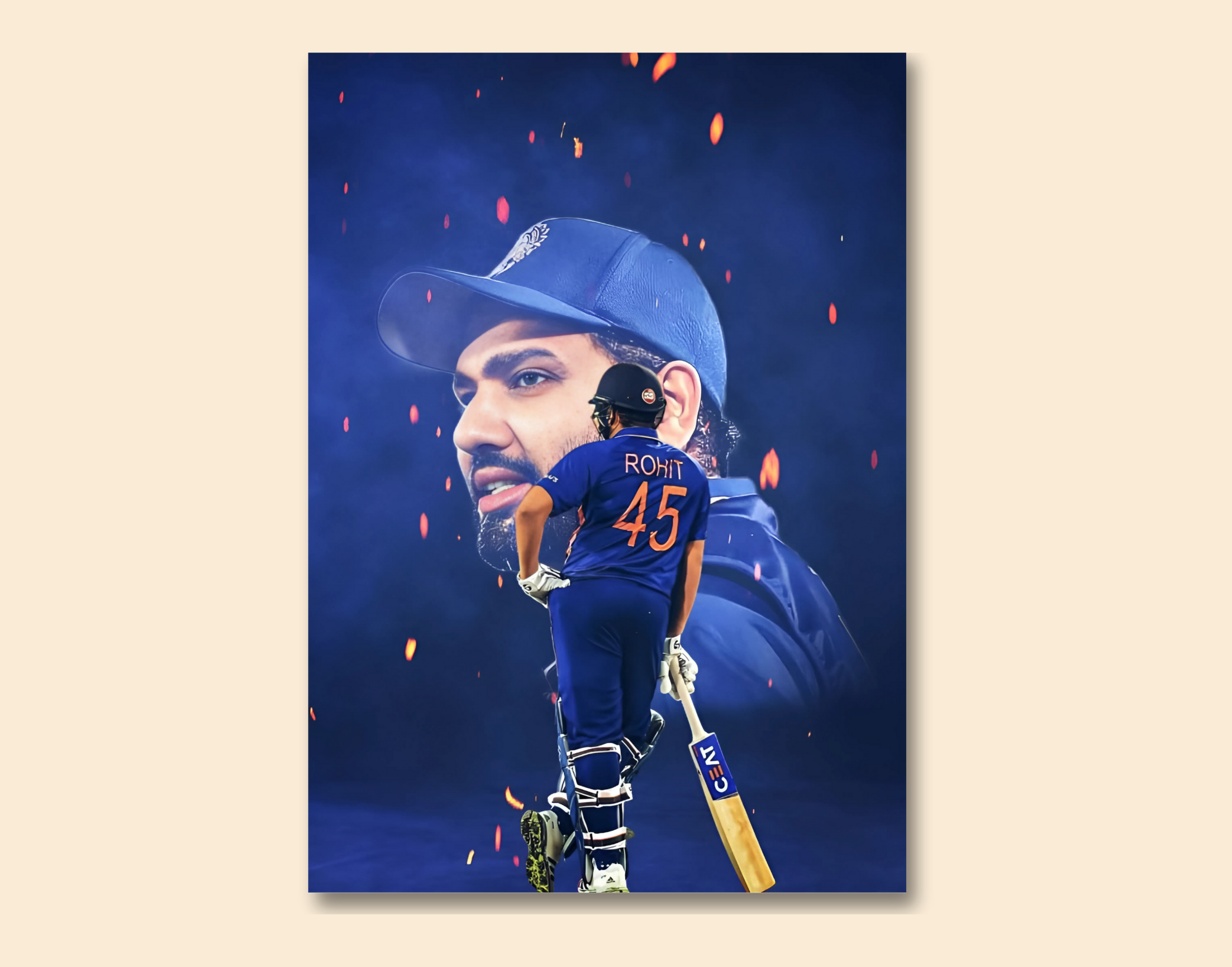 "Rohit Sharma #45: Hitman Shana"- Shiny & Sturdy Metallic Poster  Art That Pops & Sticks