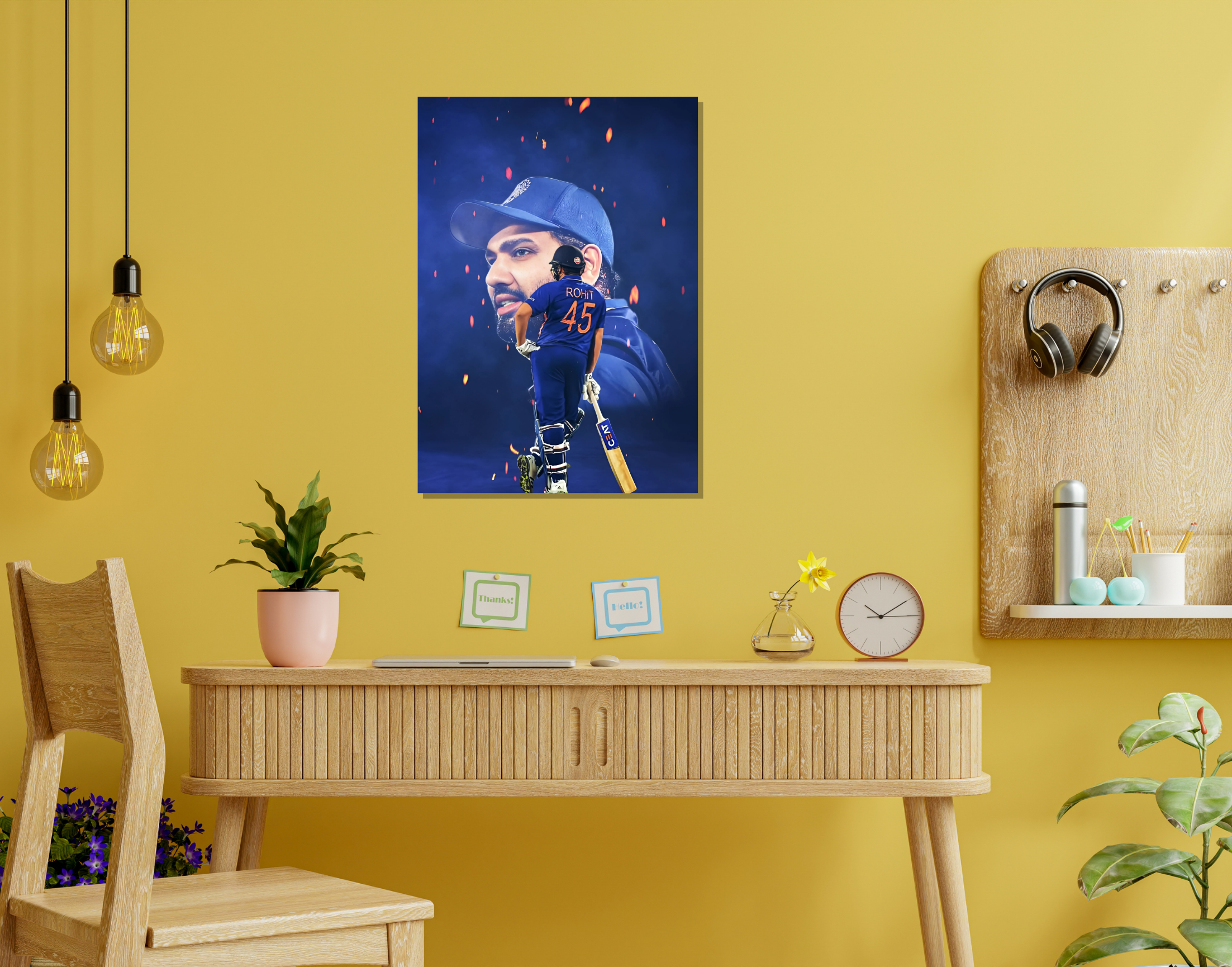 "Rohit Sharma #45: Hitman Shana"- Shiny & Sturdy Metallic Poster  Art That Pops & Sticks
