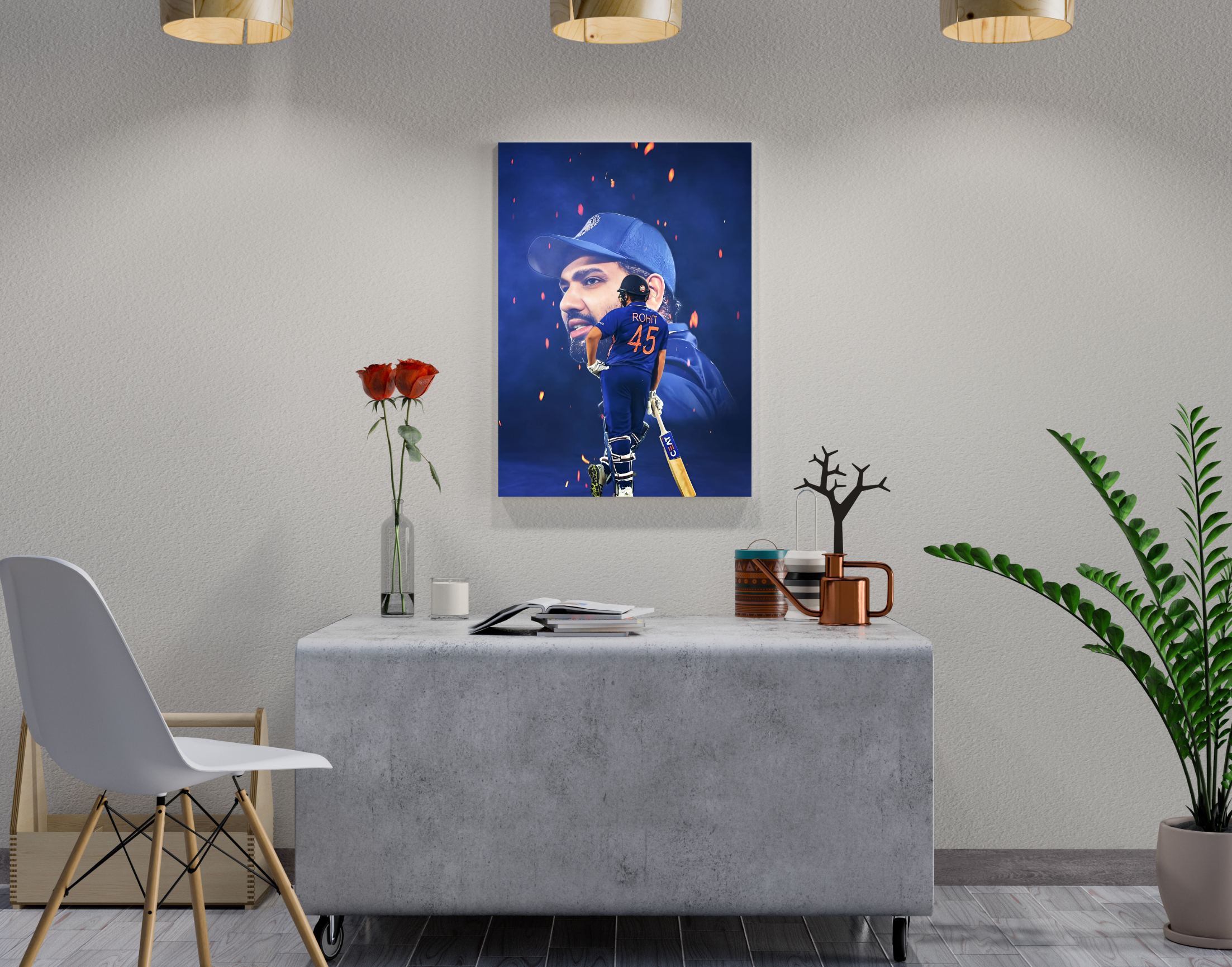 "Rohit Sharma #45: Hitman Shana"- Shiny & Sturdy Metallic Poster  Art That Pops & Sticks