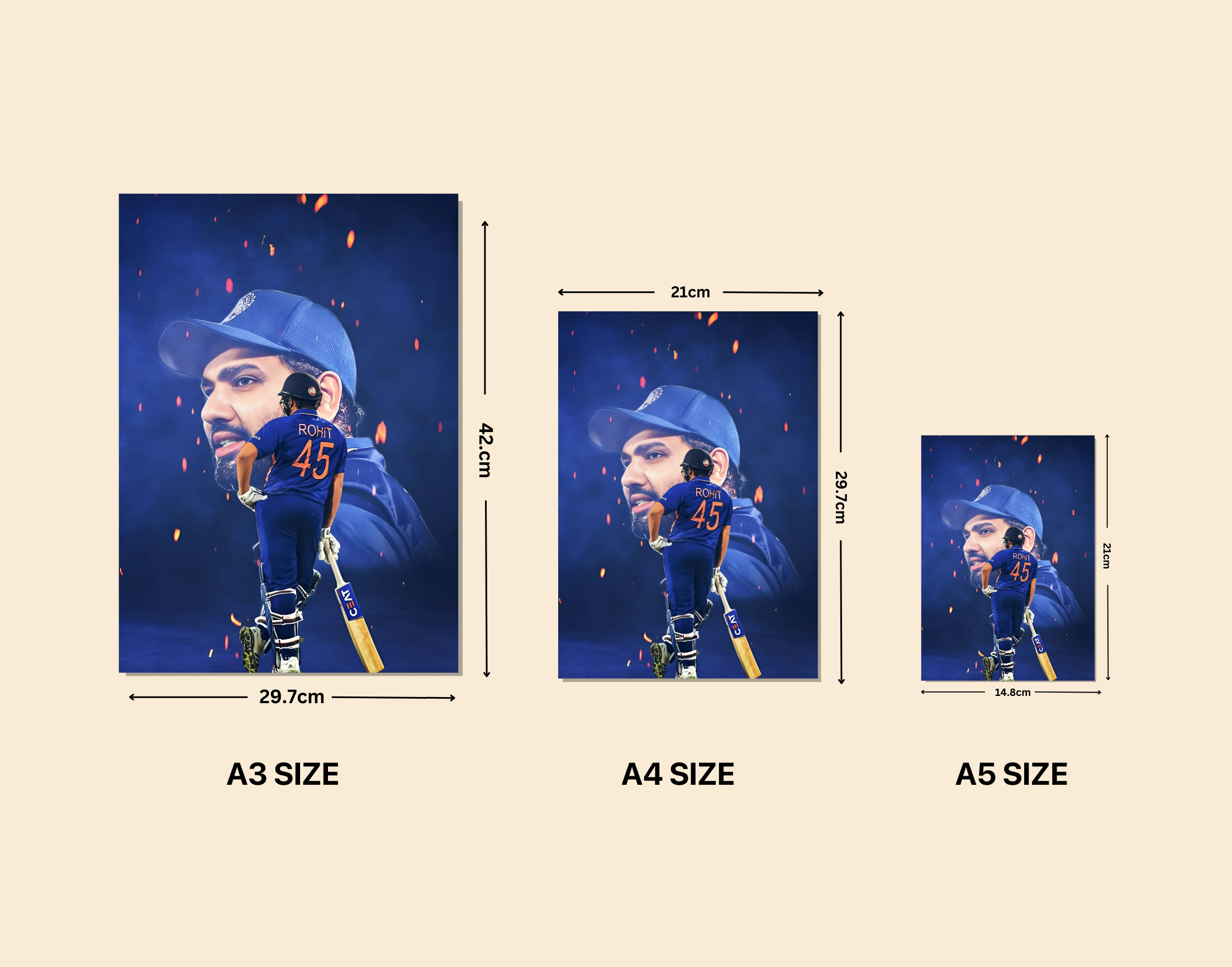 "Rohit Sharma #45: Hitman Shana"- Shiny & Sturdy Metallic Poster  Art That Pops & Sticks