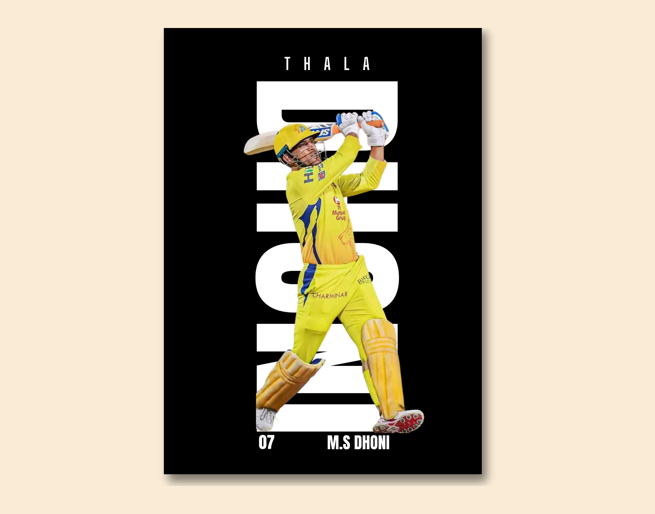 "MS Dhoni: Thala #07"- Shiny & Sturdy Metallic Poster  Art That Pops & Sticks
