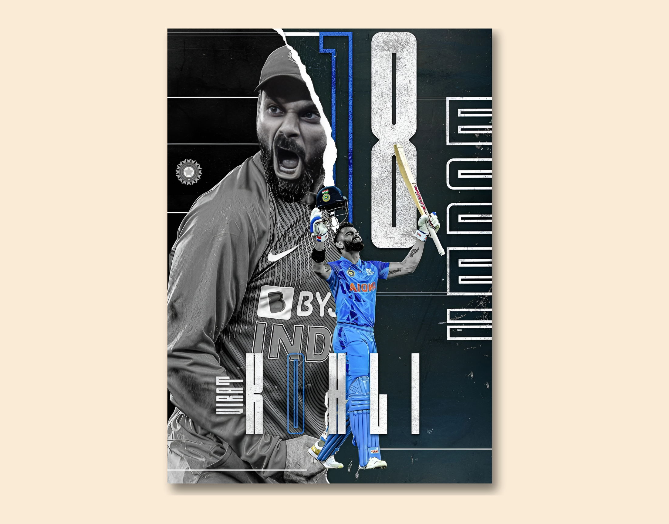 "Virat: The King #18"- Shiny & Sturdy Metallic Poster  Art That Pops & Sticks