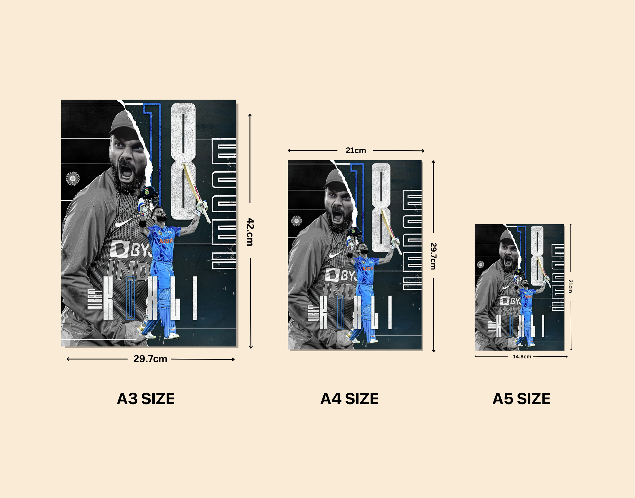 "Virat: The King #18"- Shiny & Sturdy Metallic Poster  Art That Pops & Sticks