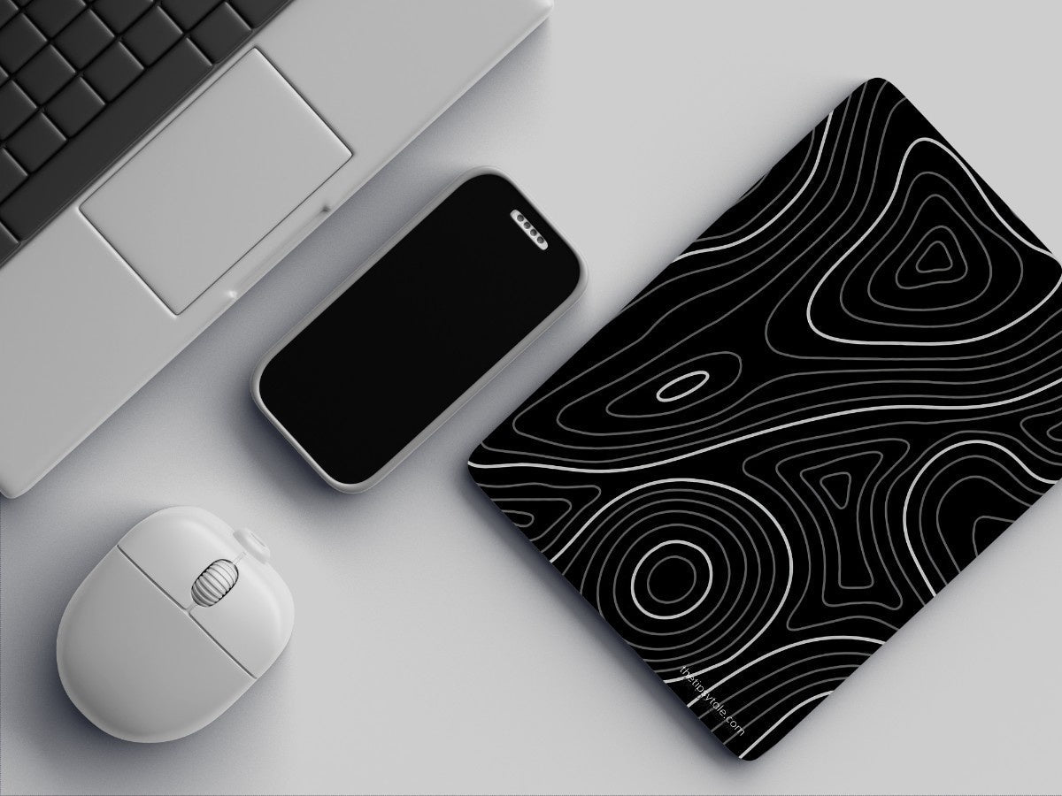 "Abstract wood wave black" Mousepad Enhance Your Workspace with Style