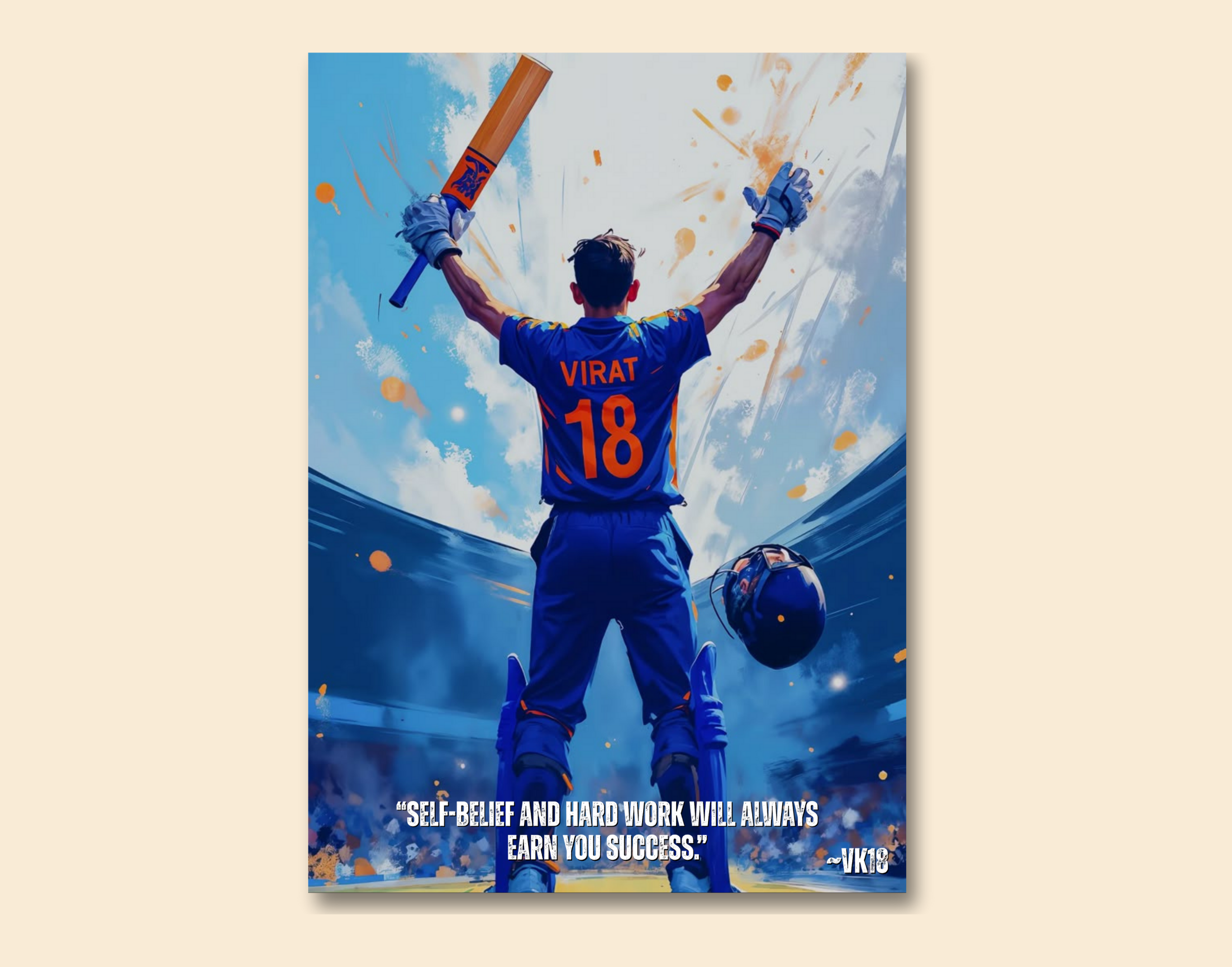 "No Luck, Just Grind – The Kohli Code"- Shiny & Sturdy Metallic Poster  Art That Pops & Sticks