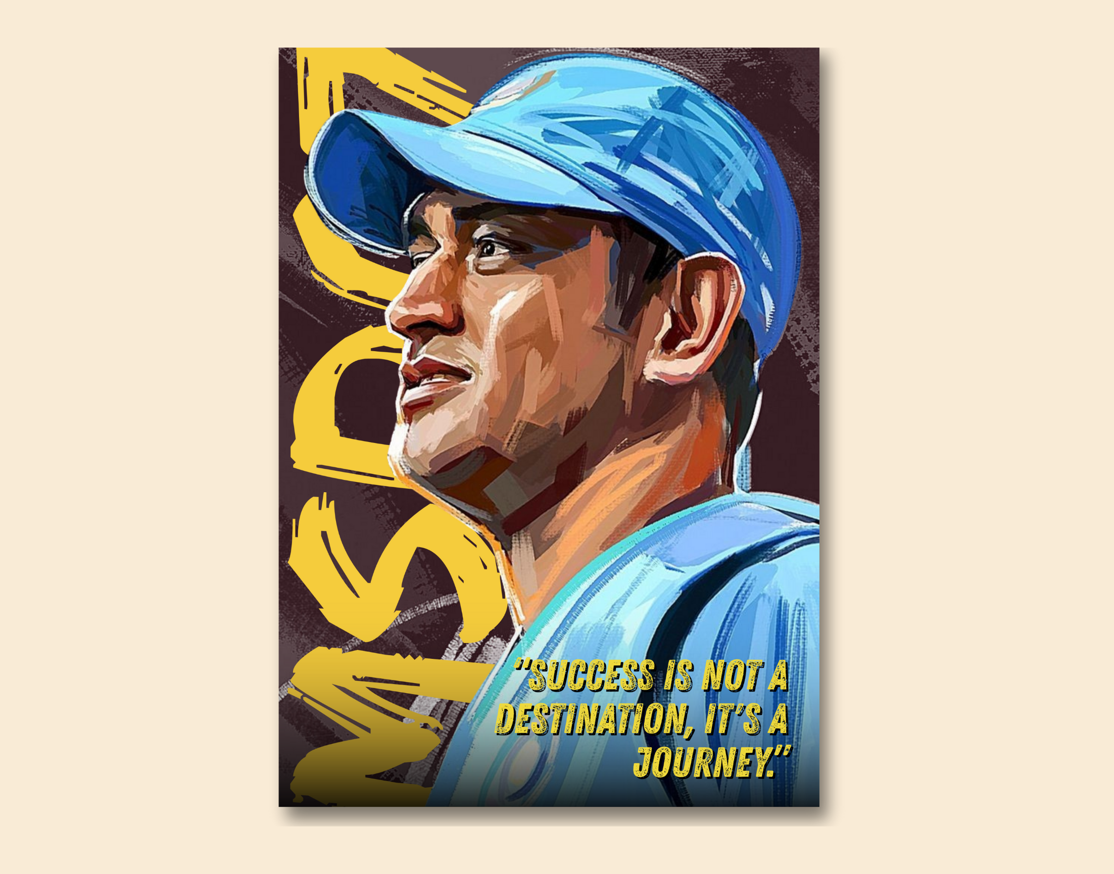 "Captain Cool’s Rule: Progress Over Praise"- Shiny & Sturdy Metallic Poster  Art That Pops & Sticks