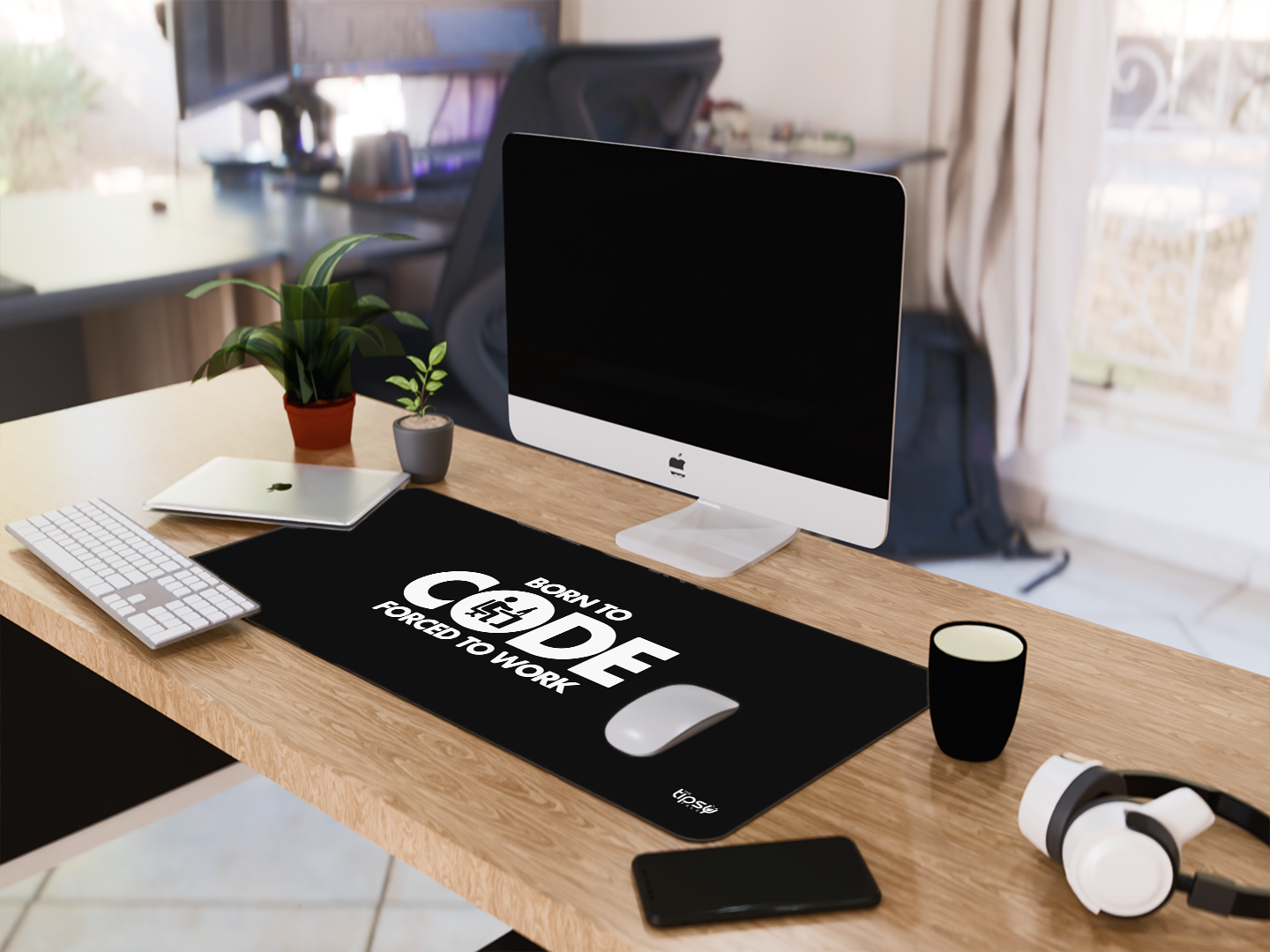 "BORN TO CODE-FORCED TO WORK" Gaming Mousepad- Elevate Your Gaming Experience