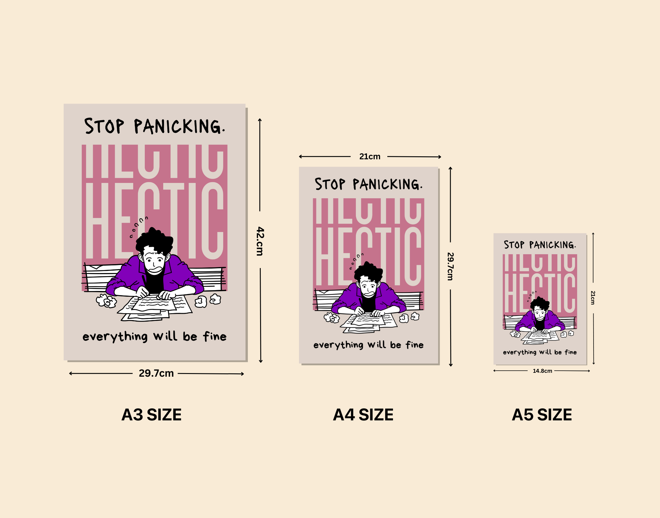 "HECTIC #STOP PANICKING"- Shiny & Sturdy Metallic Poster  Art That Pops & Sticks