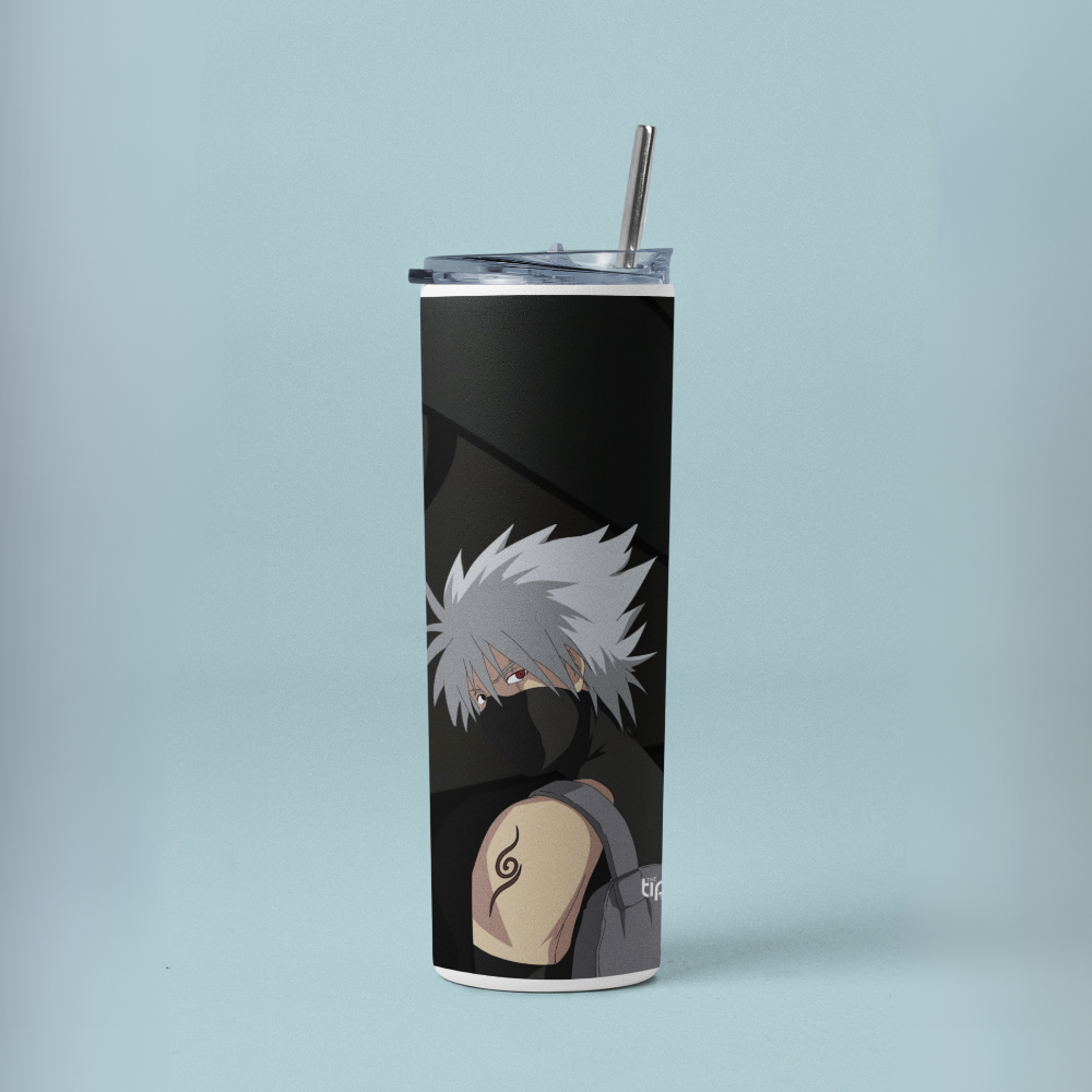 "kakashi hatake:Naruto" Tumbler with Metal Straw