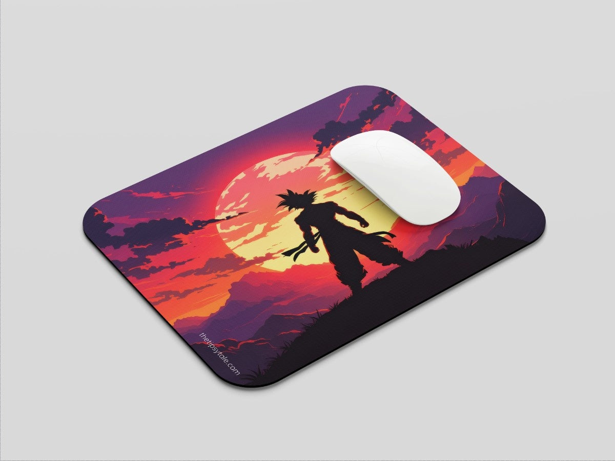 "goku-silhouette" Mousepad Enhance Your Workspace with Style