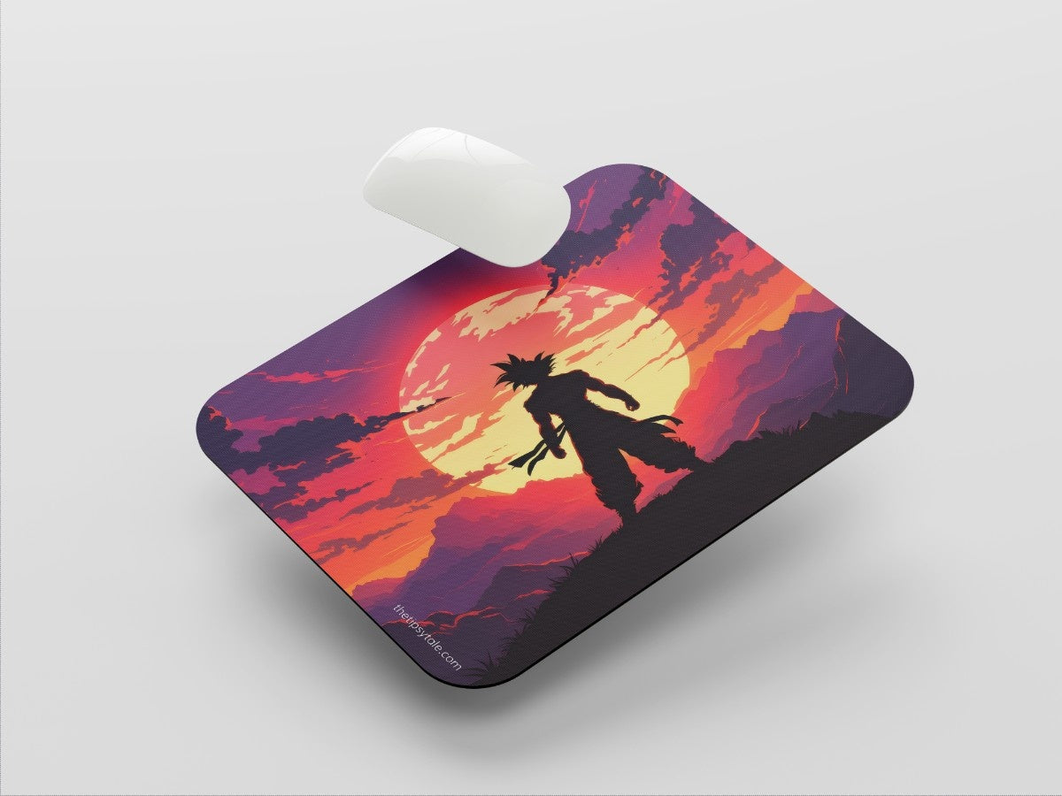 "goku-silhouette" Mousepad Enhance Your Workspace with Style