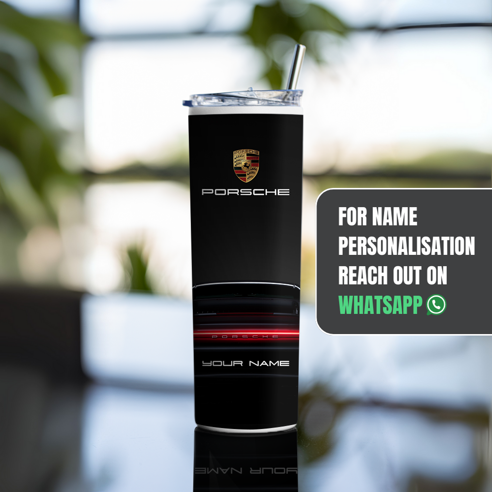 "Porsche: Car Edition" Tumbler with Metal Straw