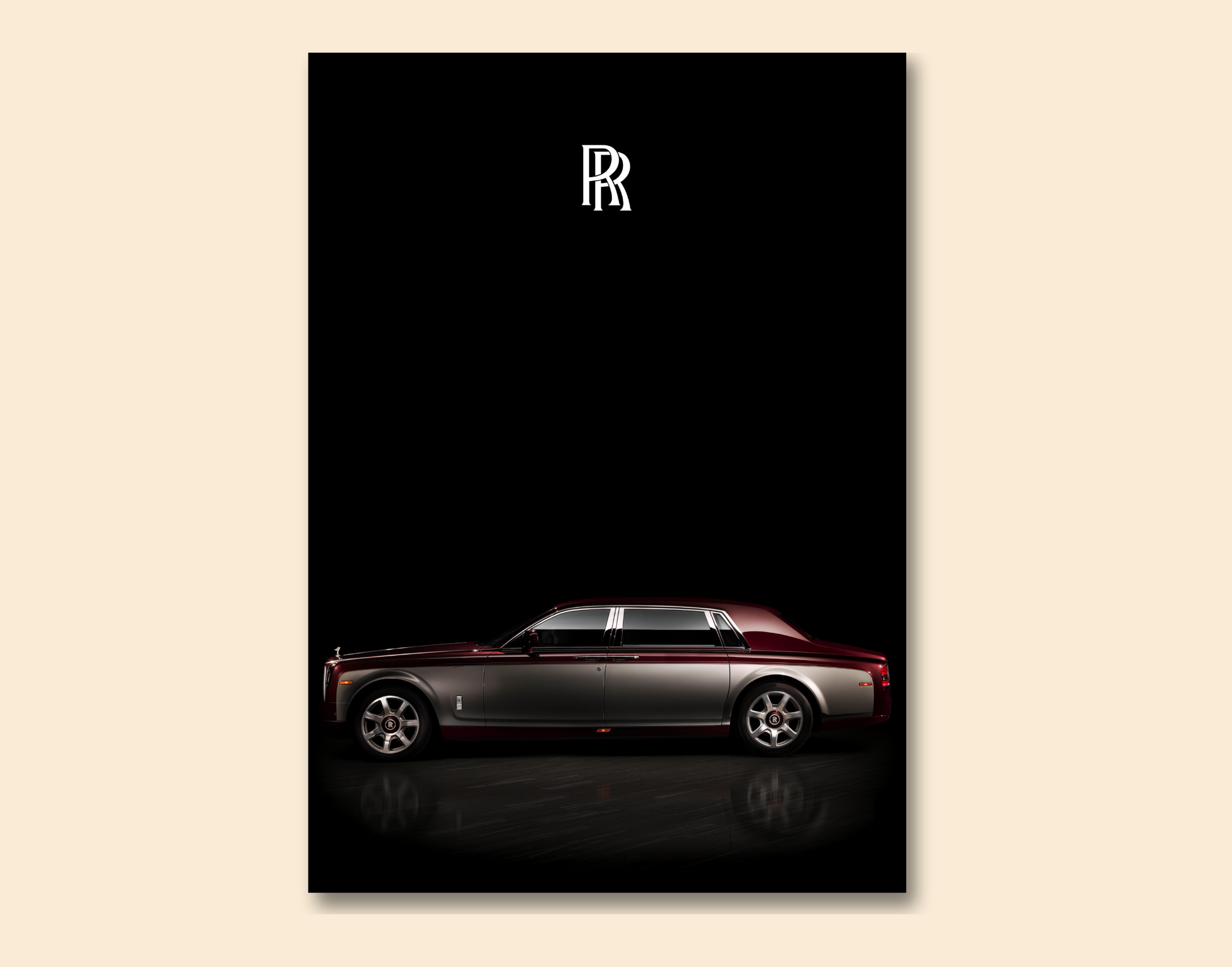 "ROLLS ROYCE- RED BLACK"- Shiny & Sturdy Metallic Poster  Art That Pops & Sticks