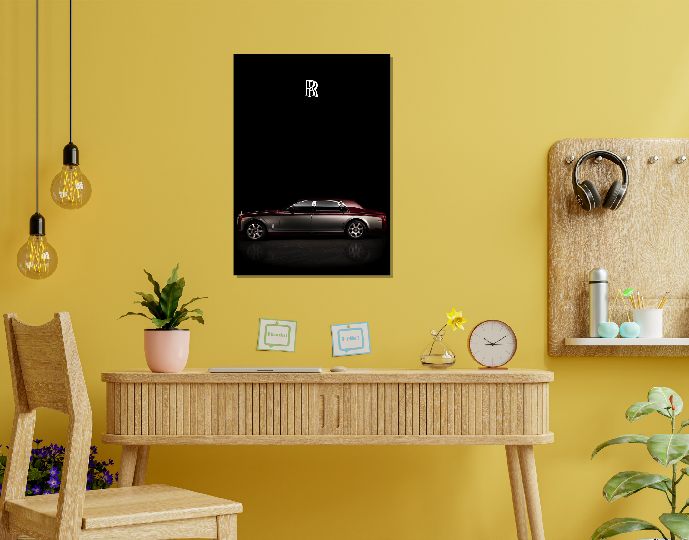 "ROLLS ROYCE- RED BLACK"- Shiny & Sturdy Metallic Poster  Art That Pops & Sticks