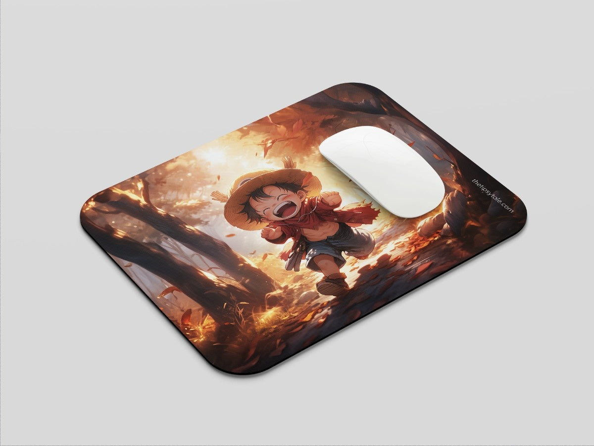 "Chibi Luffy: The Happy Version" Mousepad Enhance Your Workspace with Style