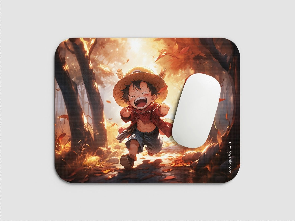 "Chibi Luffy: The Happy Version" Mousepad Enhance Your Workspace with Style