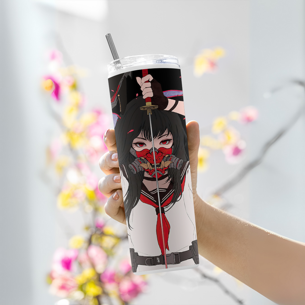 "SAMURAI - KATANA GIRL" Tumbler with Metal Straw